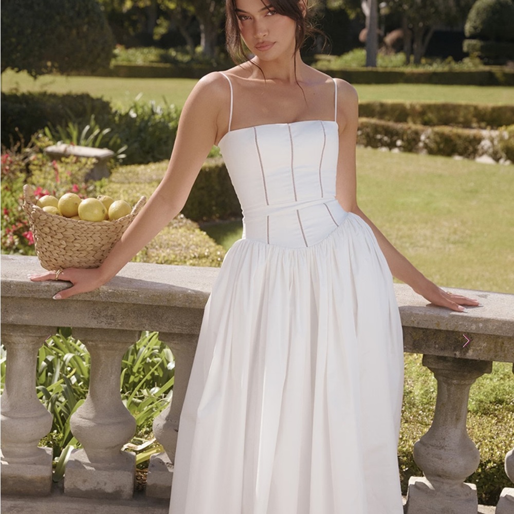 House of CB White Strapless Corset Gown